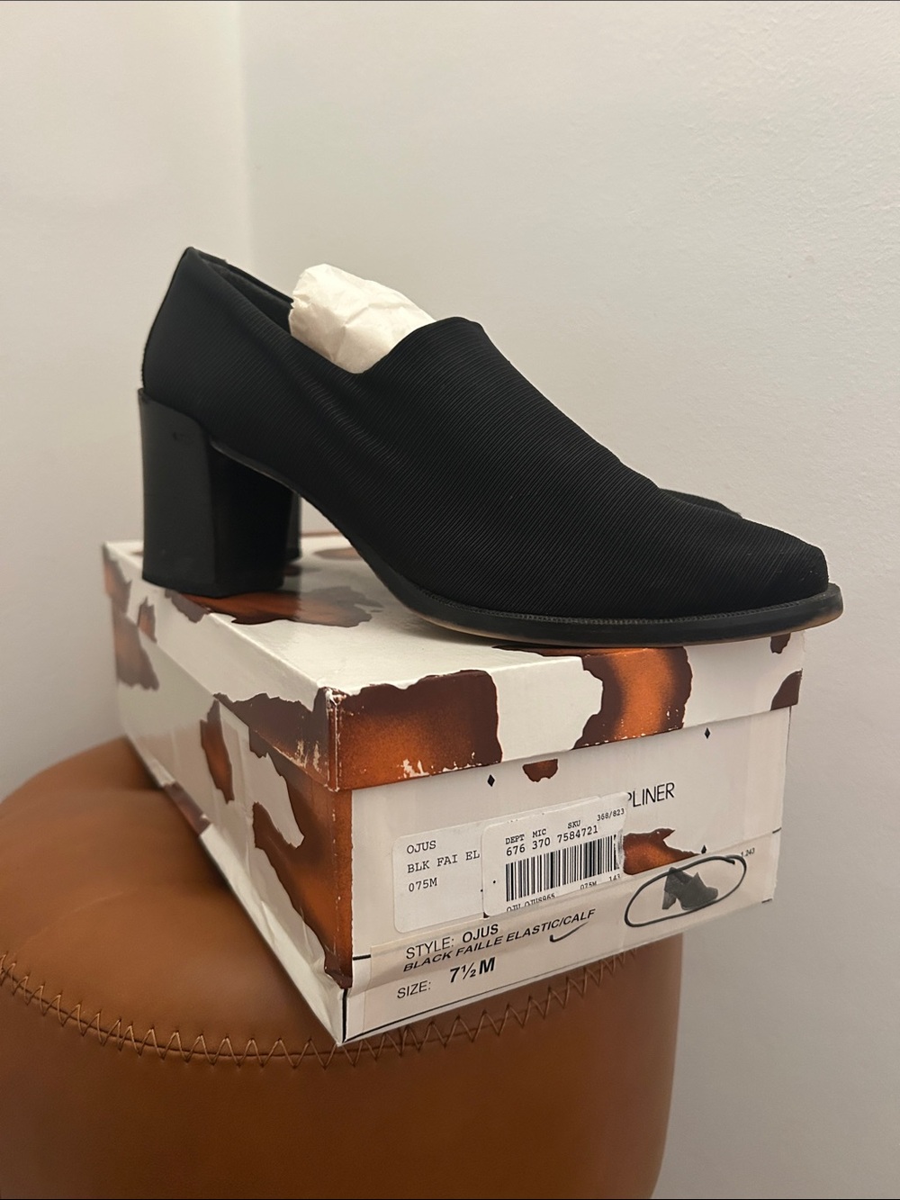 Donald J. Pliner Black Textured Slip-On Block Heel